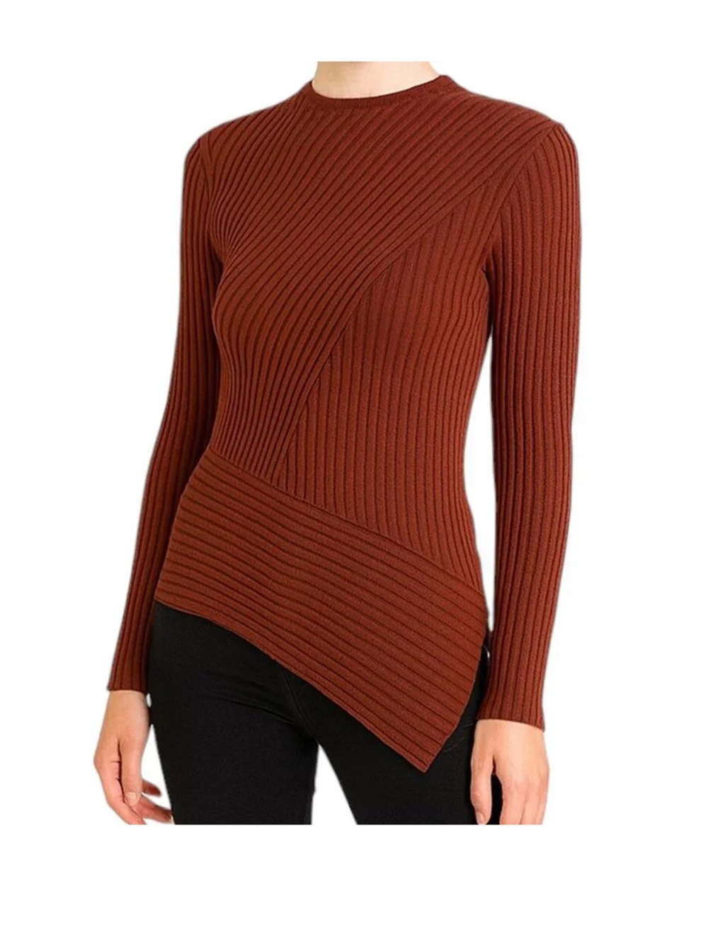 Topshop Womens Top Shirt Asymmetrical Side Slit Long Sleeve Mock Neck Size 6
